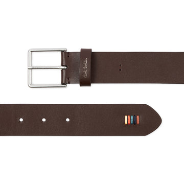 Paul Smith Leather Artist Stripe Stitch Belt Brown