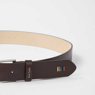 Paul Smith Leather Artist Stripe Stitch Belt Brown