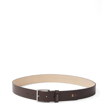 Paul Smith Leather Artist Stripe Stitch Belt Brown