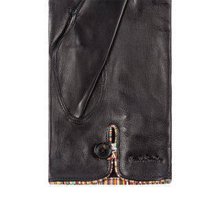 Paul Smith Leather Gloves With Signature Stripe Piping Black