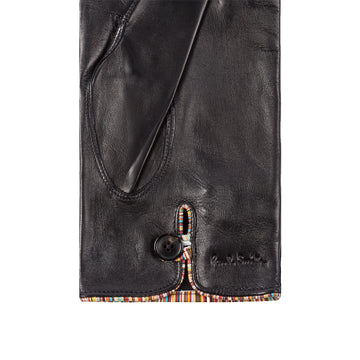 Paul Smith Leather Gloves With Signature Stripe Piping Black