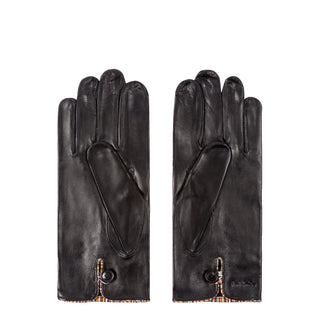 Paul Smith Leather Gloves With Signature Stripe Piping Black