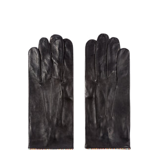 Paul Smith Leather Gloves With Signature Stripe Piping Black