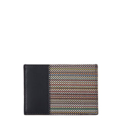 Paul Smith Leather Signature Stripe Coated Canvas Credit Card Holder Black - Parasol Store