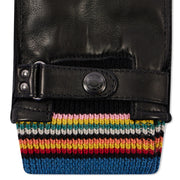 Paul Smith Leather Signature Stripe Cuff Gloves Black - Parasol Store