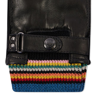 Paul Smith Leather Signature Stripe Cuff Gloves Black - Parasol Store