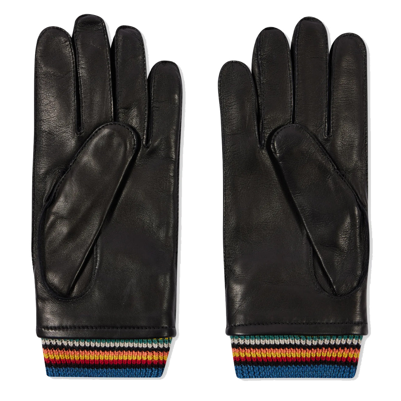 Paul Smith Leather Signature Stripe Cuff Gloves Black - Parasol Store