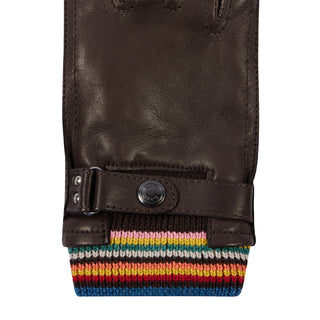 Paul Smith Leather Signature Stripe Cuff Gloves Brown