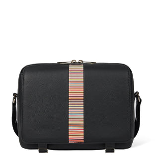 Paul Smith Leather Signature Stripe Trim Messenger Bag Black - Parasol Store