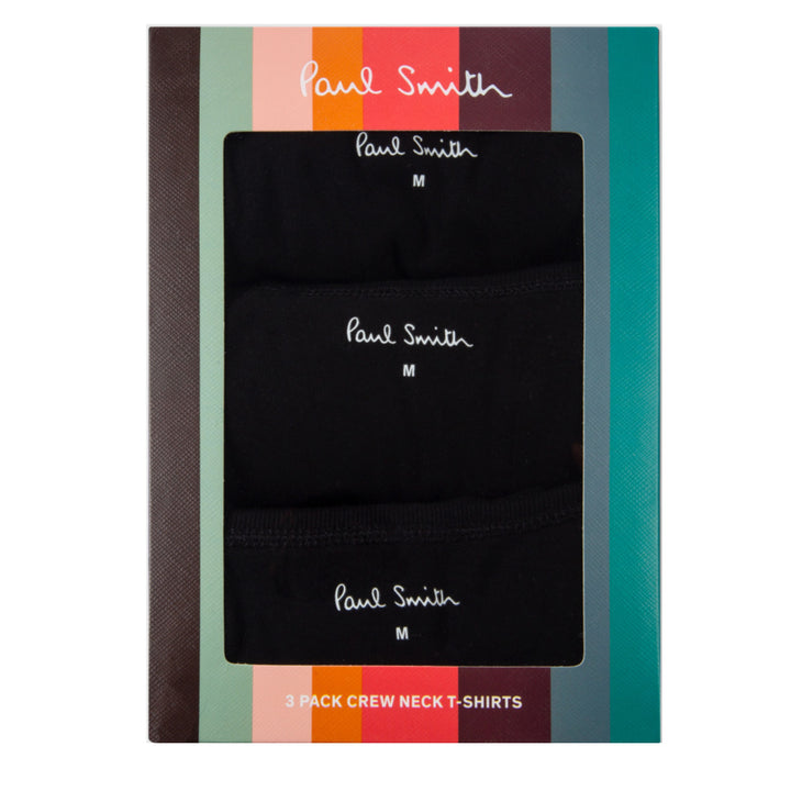 Paul Smith Logo Organic Cotton Lounge T-Shirts Three Pack Black Paul Smith
