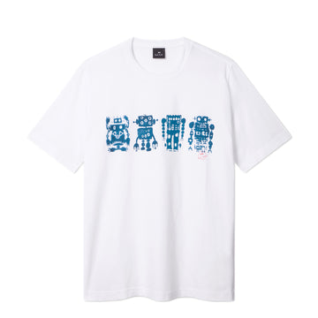 Paul Smith Mens Reg Fit T Shirt Robots White