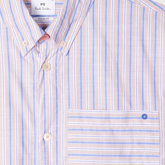 Paul Smith Mens SS Casual Fit Shirt Tan / Blue