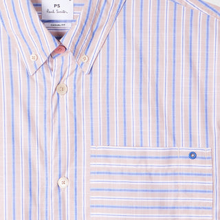 Paul Smith Mens SS Casual Fit Shirt Tan / Blue