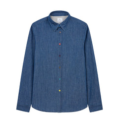 Paul Smith Mens Tailored-Fit Rinse Denim Shirt Rinse Denim - Parasol Store