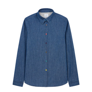 Paul Smith Mens Tailored-Fit Rinse Denim Shirt Rinse Denim - Parasol Store