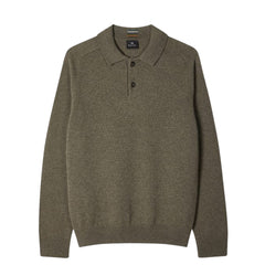 Paul Smith Merino Wool Long-Sleeve Polo Shirt Khaki Green