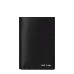 Paul Smith Mini Stripe Leather Bi-Fold Wallet Black - Parasol Store