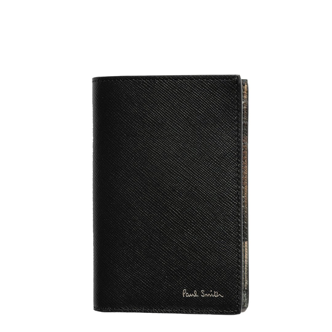 Paul Smith Mini Stripe Leather Credit Card Wallet Black - Parasol Store