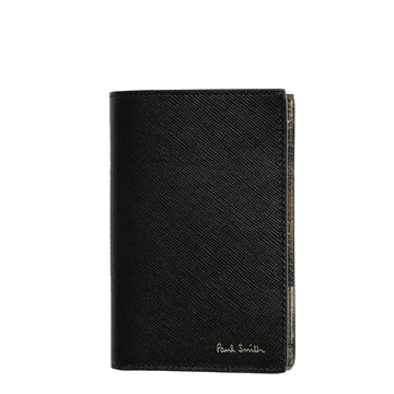 Paul Smith Mini Stripe Leather Credit Card Wallet Black - Parasol Store