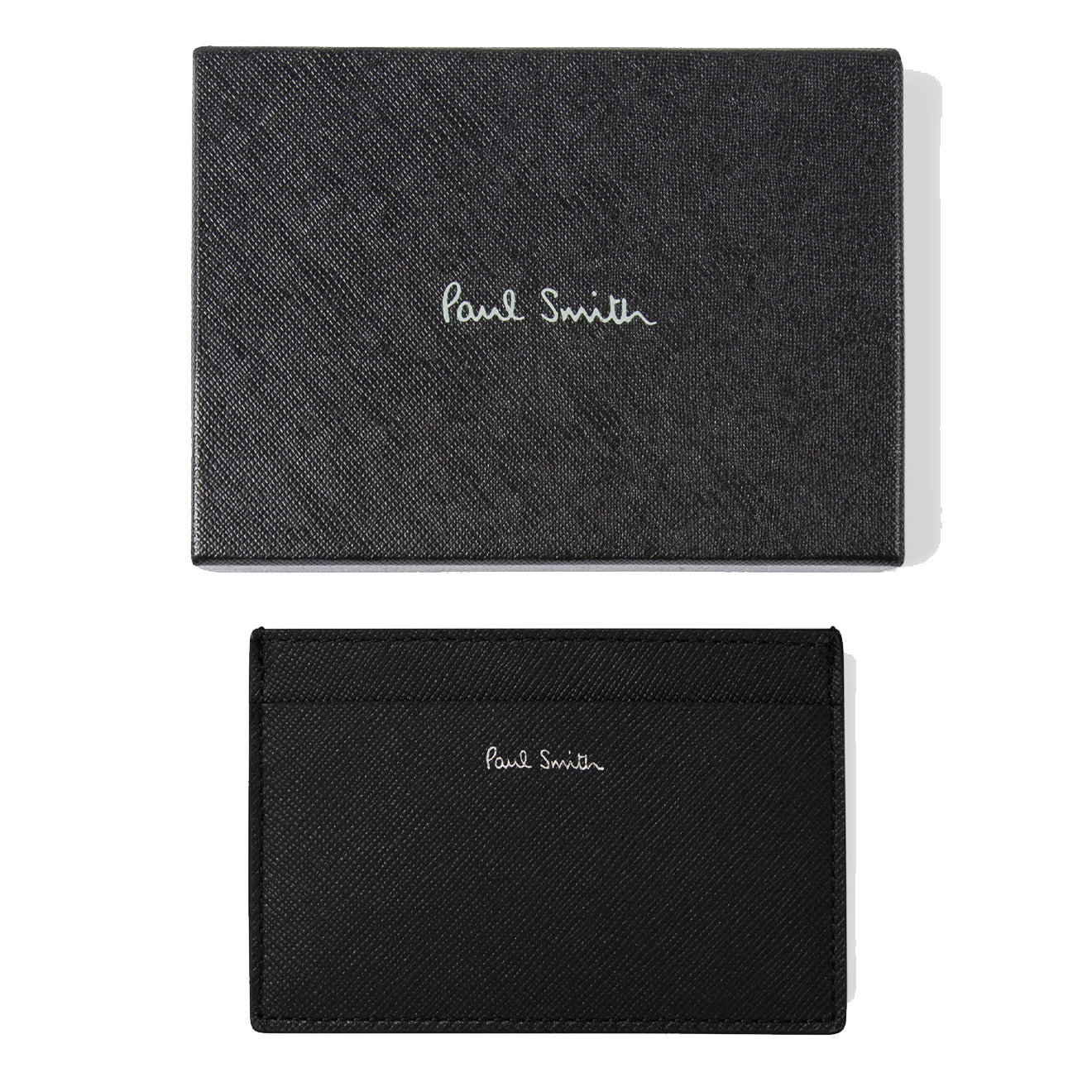 Paul Smith Mini Stripe Print Leather Card Holder Black - Parasol Store