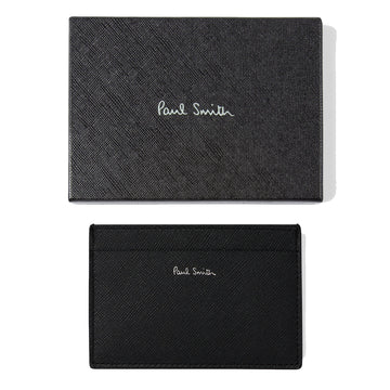 Paul Smith Mini Stripe Print Leather Card Holder Black - Parasol Store