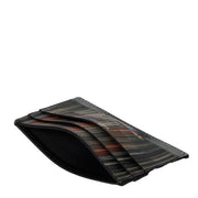 Paul Smith Mini Stripe Print Leather Card Holder Black - Parasol Store