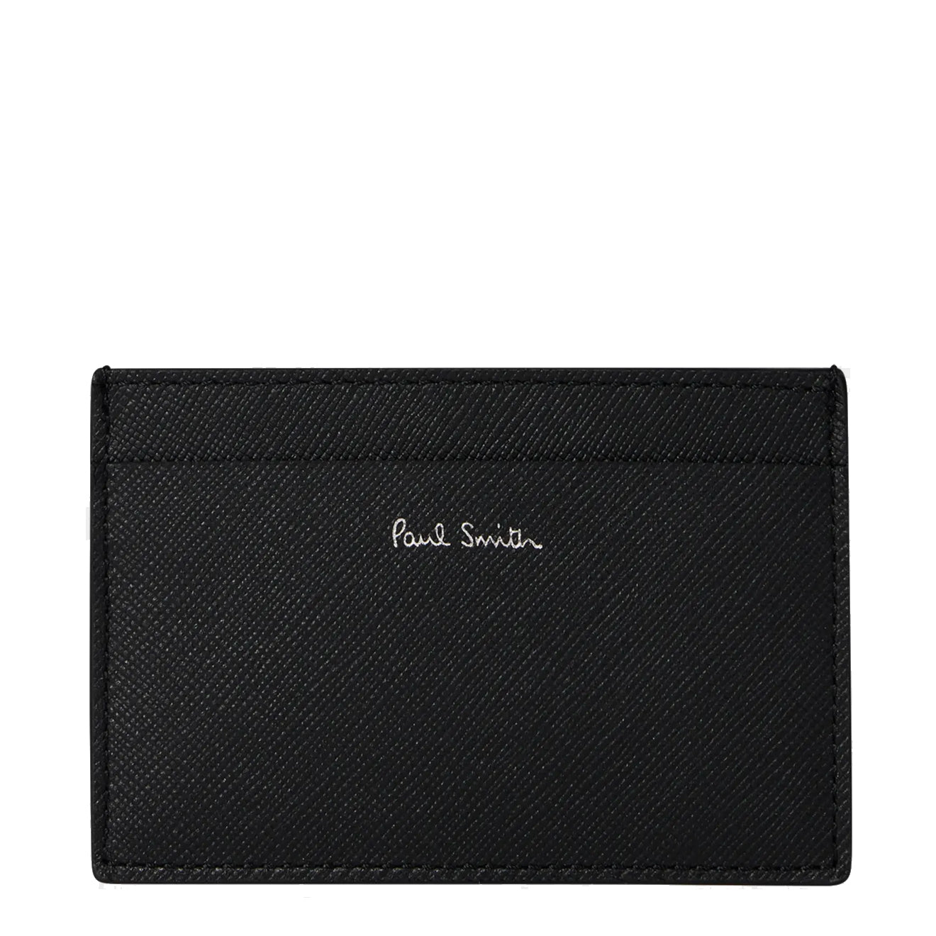 Paul Smith Mini Stripe Print Leather Card Holder Black - Parasol Store