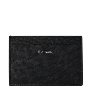 Paul Smith Mini Stripe Print Leather Card Holder Black - Parasol Store