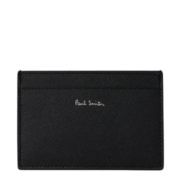 Paul Smith Mini Stripe Print Leather Card Holder Black - Parasol Store