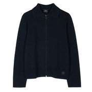 Paul Smith Navy Cotton-Blend Textured Zip Cardigan Navy - Parasol Store