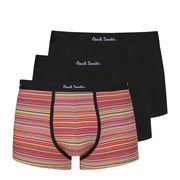 Paul Smith Organic-Cotton Mixed Stripe Boxer Briefs Three Pack Black - Parasol Store
