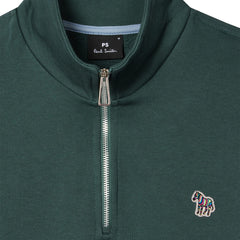 Paul Smith Organic Cotton Logo Half-Zip Sweatshirt Dark Teal - Parasol Store