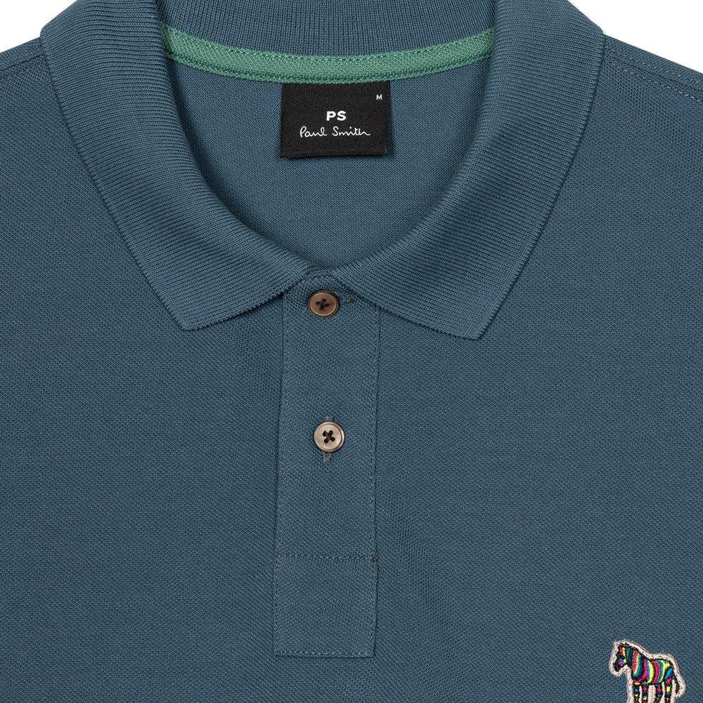 Paul Smith Organic Cotton Zebra Polo Shirt Ink Blue - Parasol Store
