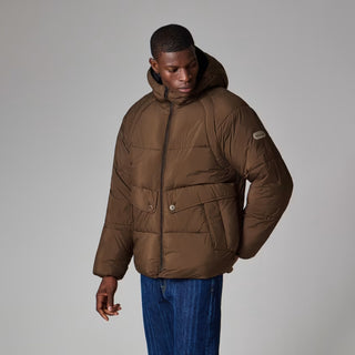 Paul Smith Recycled Polyester Hooded Puffer Jacket Brown - Parasol Store