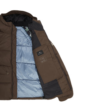 Paul Smith Recycled Polyester Hooded Puffer Jacket Brown - Parasol Store