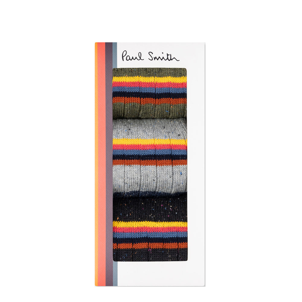 Paul Smith Stripe Ribbed Socks Three Pack Multi Paul Smith