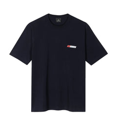 Paul Smith S/S PS Slant Logo Cotton-Blend T-Shirt Very Dark Navy - Parasol Store