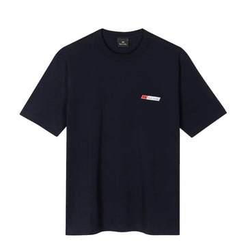 Paul Smith S/S PS Slant Logo Cotton-Blend T-Shirt Very Dark Navy - Parasol Store