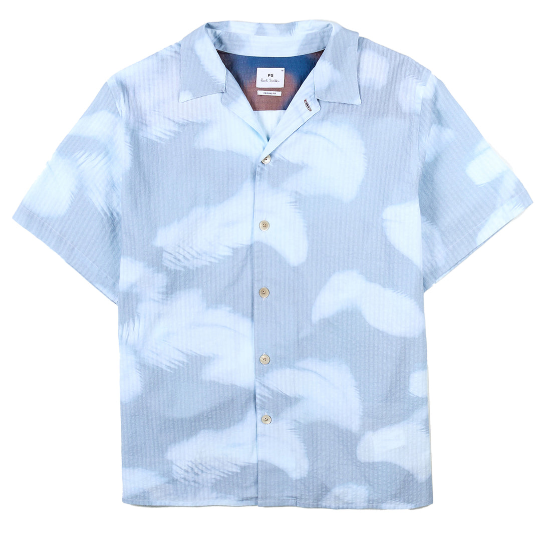 Paul Smith Palm Shadow Short-Sleeve Shirt Light Blue - Parasol Store