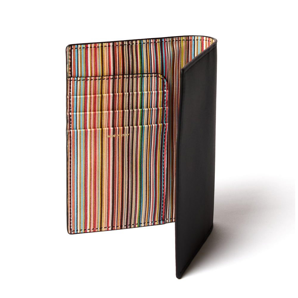 Paul Smith Signature Stripe Passport Cover Black - Parasol Store