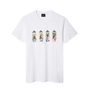 Paul Smith Slim-Fit White 'Spray Cans' Print T-Shirt White - Parasol Store