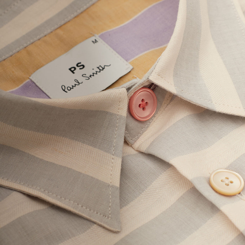 Paul Smith Stripe Cotton-Linen Shirt Light Blue - Parasol Store