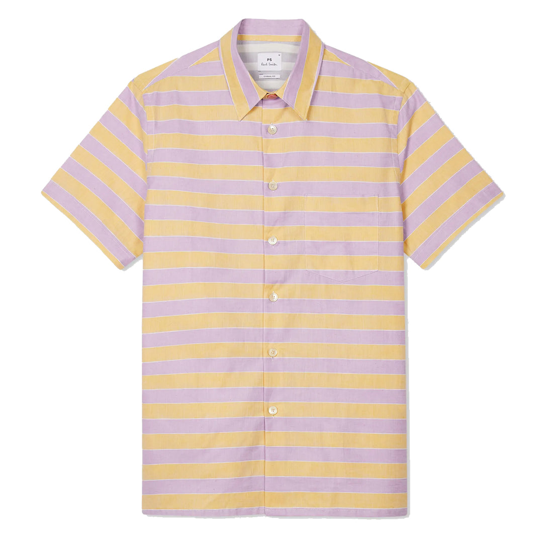Paul Smith Stripe Cotton-Linen Shirt Purple and Yellow - Parasol Store
