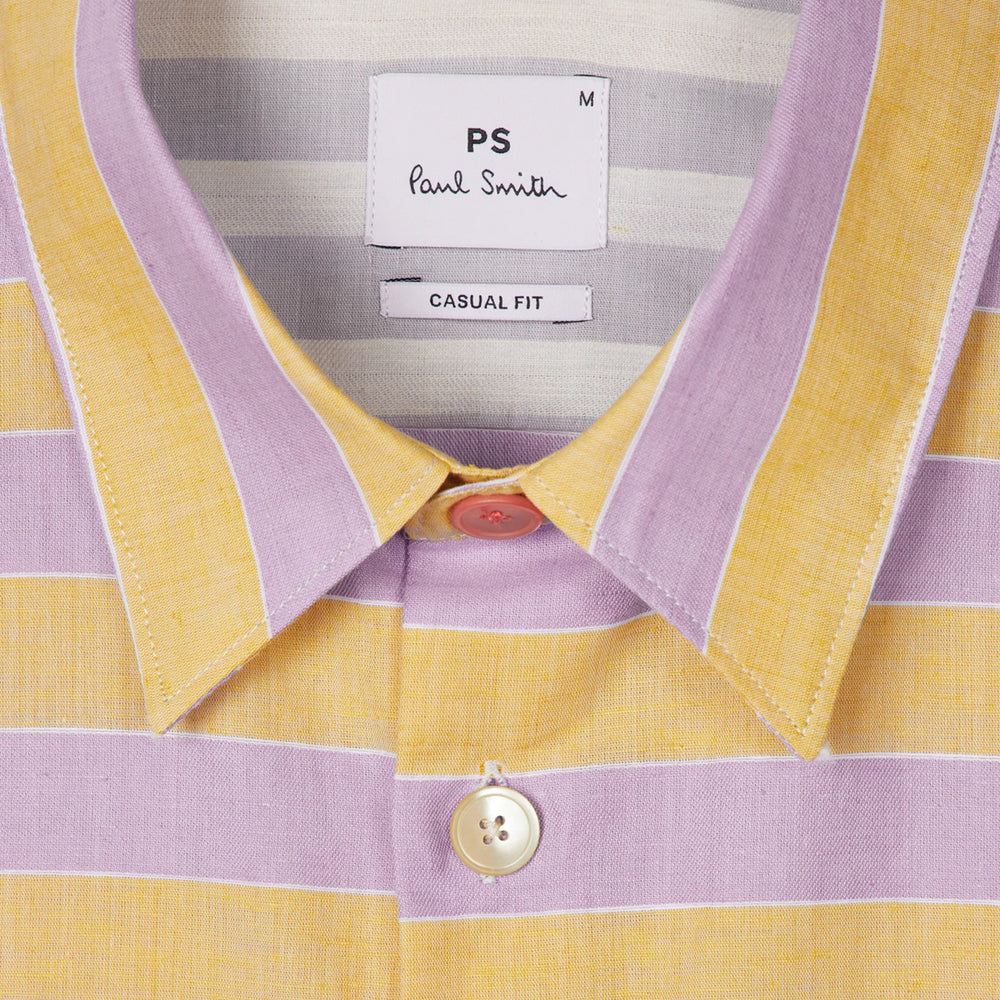 Paul Smith Stripe Cotton-Linen Shirt Purple and Yellow - Parasol Store