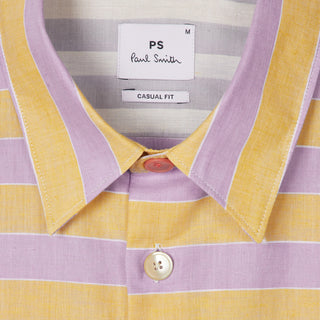 Paul Smith Stripe Cotton-Linen Shirt Purple and Yellow - Parasol Store