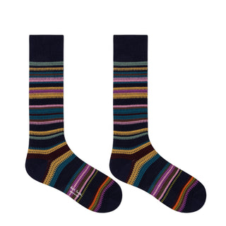 Paul Smith Stripe Socks Three Pack Navy Mix - Parasol Store