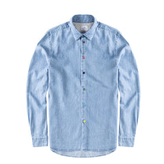 Paul Smith Tailored-Fit Indigo Rinse Cotton Denim Shirt Light Base - Parasol Store