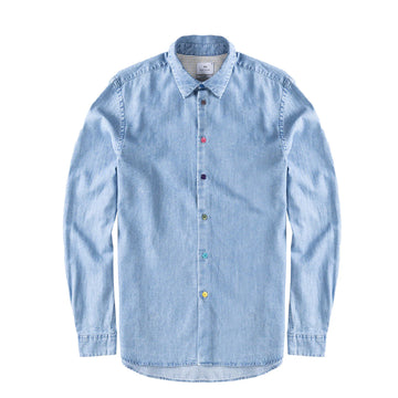 Paul Smith Tailored-Fit Indigo Rinse Cotton Denim Shirt Light Base - Parasol Store