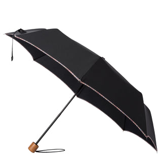 Paul Smith Telescopic Umbrella With Signature Stripe Trims Black - Parasol Store