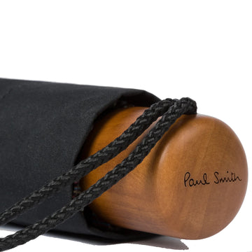 Paul Smith Telescopic Umbrella With Signature Stripe Trims Black - Parasol Store